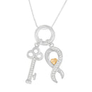 Two Tone .925 Sterling Silver 1/6 cttw Diamond Symbol Key Pendant Necklace (H-I, I1-I2)-5