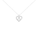 14K White Gold 1/4 cttw Round Cut Diamond Heart and Ribbon Center Pendant Necklace (H-I, I1-I2)-5
