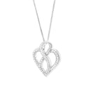 14K White Gold 1/4 cttw Round Cut Diamond Heart and Ribbon Center Pendant Necklace (H-I, I1-I2)-6
