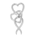 .925 Sterling Silver Double-Heart & Awareness Ribbon Linked Pendant Necklace-4