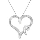 .925 Sterling Silver Heart Shaped Pendant Necklace-5