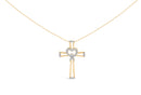 14K Yellow Gold Plated .925 Sterling Silver 1/6 Cttw Diamond Interlocking Heart and Ribbon Cross Pendant Necklace (H-I Color, I2-I3 Clarity) - 18" Inches-4