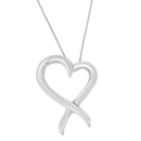 .925 Sterling Silver Open Heart-Shaped Awareness Ribbon Pendant Necklace-5