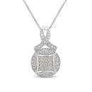 .925 Sterling Silver 1/3 cttw Diamond Ribbon and Circle Cluster 18" Pendant Necklace (I-J Color, I3 Clarity)-4