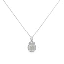 .925 Sterling Silver 1/3 cttw Diamond Ribbon and Circle Cluster 18" Pendant Necklace (I-J Color, I3 Clarity)-5