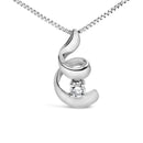 10K White Gold 1/10 Cttw Diamond Solitaire Spiral 18" Pendant Necklace (I-J Color, I2-I3 Clarity)-5
