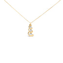 10k Yellow Gold 1/4 Cttw Diamond 3 Stone Swirl and Drop Pendant Necklace-2