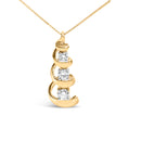 10k Yellow Gold 1/4 Cttw Diamond 3 Stone Swirl and Drop Pendant Necklace-1