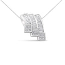 14K White Gold 1 1/2 Cttw Invisible Set Princess and Channel Set Baguette-cut Diamond Triple Curve Pendant Necklace (G-H Color, SI1-SI2 Clarity) - NO CHAIN INCLUDED-1