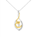 10K Two-Tone Yellow & White Gold 1/4 Cttw Brilliant-Cut Round Diamond Spiral Link 18" Pendant Necklace (I-J Color, I2-I3 Clarity)-3