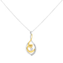 10K Two-Tone Yellow & White Gold 1/4 Cttw Brilliant-Cut Round Diamond Spiral Link 18" Pendant Necklace (I-J Color, I2-I3 Clarity)-4