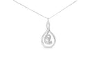 Espira 10K White Gold 1/8 cttw Round Cut Diamond Layered Spiral Pendant Necklace (I-J, I1-I2)-5