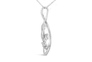 Espira 10K White Gold 1/8 cttw Round Cut Diamond Layered Spiral Pendant Necklace (I-J, I1-I2)-7