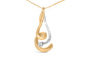 Espira 10K Two-Tone Gold 1/10 cttw Round Cut Diamond Swirl Pendant Necklace (I-J, I2-I3)-5