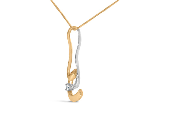 Espira 10K Two-Tone Gold 1/10 cttw Round Cut Diamond Swirl Pendant Necklace (I-J, I2-I3)