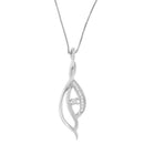 Espira 10K White Gold Round Diamond Accented Open Cascade Twist 18" Pendant Necklace (1/10 Cttw, J-K Color, I1-I2 Clarity)-8