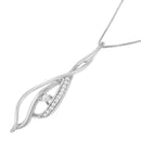 Espira 10K White Gold Round Diamond Accented Open Cascade Twist 18" Pendant Necklace (1/10 Cttw, J-K Color, I1-I2 Clarity)-9