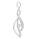 Espira 10K White Gold Round Diamond Accented Open Cascade Twist 18" Pendant Necklace (1/10 Cttw, J-K Color, I1-I2 Clarity)-12