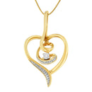 Espira 10K Yellow Gold .03 Cttw Diamond-Accented Round-Cut Diamond Swirl Open Heart 18" Pendant Necklace (I-J Color, I2-I3 Clarity)-6