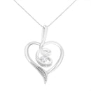 Espira 10K White Gold .03 Cttw Diamond-Accented Round-Cut Diamond Swirl Open Heart 18" Pendant Necklace (I-J Color, I2-I3 Clarity)-3