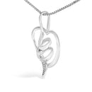 Espira 10K White Gold .03 Cttw Diamond-Accented Round-Cut Diamond Swirl Open Heart 18" Pendant Necklace (I-J Color, I2-I3 Clarity)-5