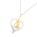 Espira 10K Two-Tone Yellow & White Gold .03 Cttw Diamond-Accented Round-Cut Diamond Swirl Open Heart 18" Pendant Necklace (I-J Color, I2-I3 Clarity)-6
