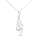 Espira 10K White Gold 1/10 cttw Diamond Swirl Pendant Necklace (I-J, I1-I2)-4