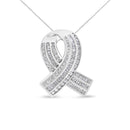 14K White Gold 2 5/8 Cttw Channel Set Round and Baguette Diamond Awareness Ribbon Pendant (H-I Color, I1-I2 Clarity) - Chain Not Included-4