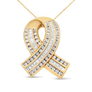 14K Yellow Gold 2 5/8 cttw Channel Set White Diamond Awareness Ribbon Pendant Necklace (G-H Color, VS1-VS2 Clarity) - NO CHAIN-5