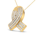 14K Yellow Gold 2 5/8 cttw Channel Set White Diamond Awareness Ribbon Pendant Necklace (G-H Color, VS1-VS2 Clarity) - NO CHAIN-6