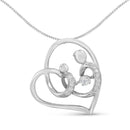 .925 Sterling Silver 1/6 cttw Diamond Heart Pendant Necklace (H-I, I1-I2)-4