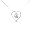 .925 Sterling Silver 1/4 Cttw Brilliant-Cut Diamond Open Heart Twisted Awareness Ribbon 18" Pendant Necklace (H-I Color, I1-I2 Clarity)-5