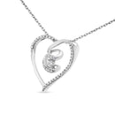.925 Sterling Silver 1/4 Cttw Brilliant-Cut Diamond Open Heart Twisted Awareness Ribbon 18" Pendant Necklace (H-I Color, I1-I2 Clarity)-7