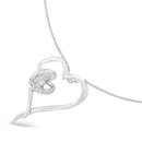 .925 Sterling Silver 1/10 cttw Diamond Heart Pendant Necklace (H-I, I1-I2)-6