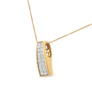 14K Yellow Gold 1 1/2 cttw Princess Cut Diamond Greek Column Pendant Necklace (G-H, VS1-VS2)-6
