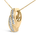 14k Yellow Gold 1 1/3 Cttw Princess and Baguette-cut Diamond Double Curved Pendant Necklace (H-I Color ,VS1-VS2 Clarity) - NO CHAIN INCLUDED-3