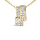 14K Yellow Gold 1 1/2 cttw Princess and Baguette Cut Diamond Geometric Pendant Necklace (H-I Color, VS1-VS2 Clarity)-5