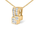 14K Yellow Gold 1 1/2 cttw Princess and Baguette Cut Diamond Geometric Pendant Necklace (H-I Color, VS1-VS2 Clarity)-6