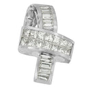 14K White Gold 2 cttw Princess and Baguette Cut Diamond Ribbon Pendant Necklace (H-I, SI-SI2)-9