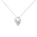 14k White Gold 1 5/8 Cttw Invisible Set Princess and Channel Set Baguette Diamond Curved Oval Shape Pendant Necklace (G-H Color, VS2-SI1 Clarity)-1