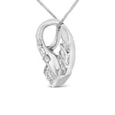 14k White Gold 1 5/8 Cttw Invisible Set Princess and Channel Set Baguette Diamond Curved Oval Shape Pendant Necklace (G-H Color, VS2-SI1 Clarity)-3