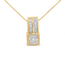 14K Yellow Gold 1 1/4 cttw Princess and Baguette Cut Geometric Inspired Diamond Pendant Necklace (H-I, VS1-VS2)-4
