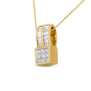 14K Yellow Gold 1 1/4 cttw Princess and Baguette Cut Geometric Inspired Diamond Pendant Necklace (H-I, VS1-VS2)-5