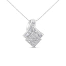 14k White Gold 2 1/10 Cttw Princess and Baguette Geometric Designed Diamond Pendant Necklace (G-H Color, VS1-VS2 Clarity) - NO CHAIN INCLUDED-1