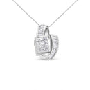 14K White Gold 2 cttw Princess and Baguette Cut Diamond Double Loop Pendant Necklace (G-H, VS1-VS2)-8