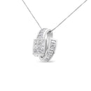 14K White Gold 2 cttw Princess and Baguette Cut Diamond Double Loop Pendant Necklace (G-H, VS1-VS2)-7