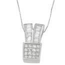 14K White Gold 1 1/3 cttw Princess and Baguette Cut Diamond Sparkling Shapes Pendant Necklace (H-I, SI1-SI2)-5