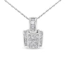 14K White Gold 2 1/5 Cttw Princess Cut Composite Diamond Pendant with Diamond Bale Pendant Necklace (H-I Color,SI1-SI2 Clarity) - NO CHAIN INCLUDED-1