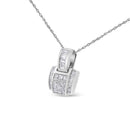 14K White Gold 2 1/5 Cttw Princess Cut Composite Diamond Pendant with Diamond Bale Pendant Necklace (H-I Color,SI1-SI2 Clarity) - NO CHAIN INCLUDED-2