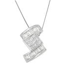 14K White Gold 1 2/5 cttw Princess and Baguette Cut Diamond Zig Zag Pendant Necklace (H-I, SI1-SI2)-4